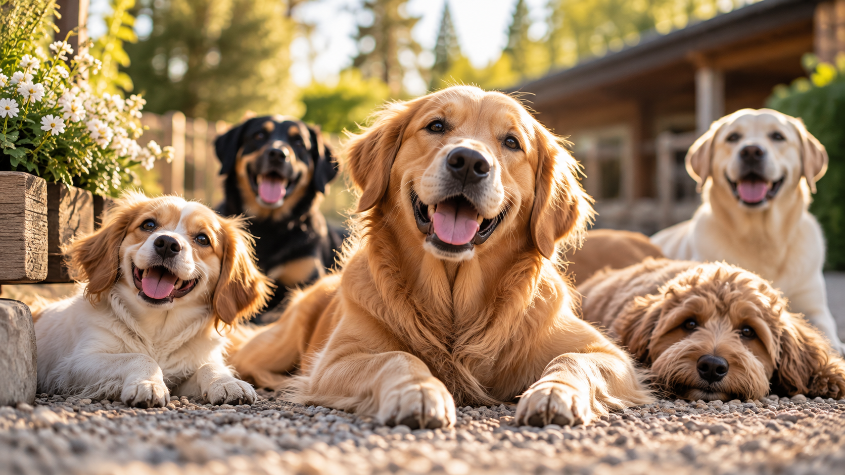 Glückliche Hunde in familiärer Betreuung