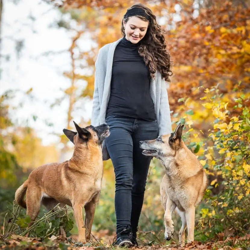 jacky mit ihren zwei hunden