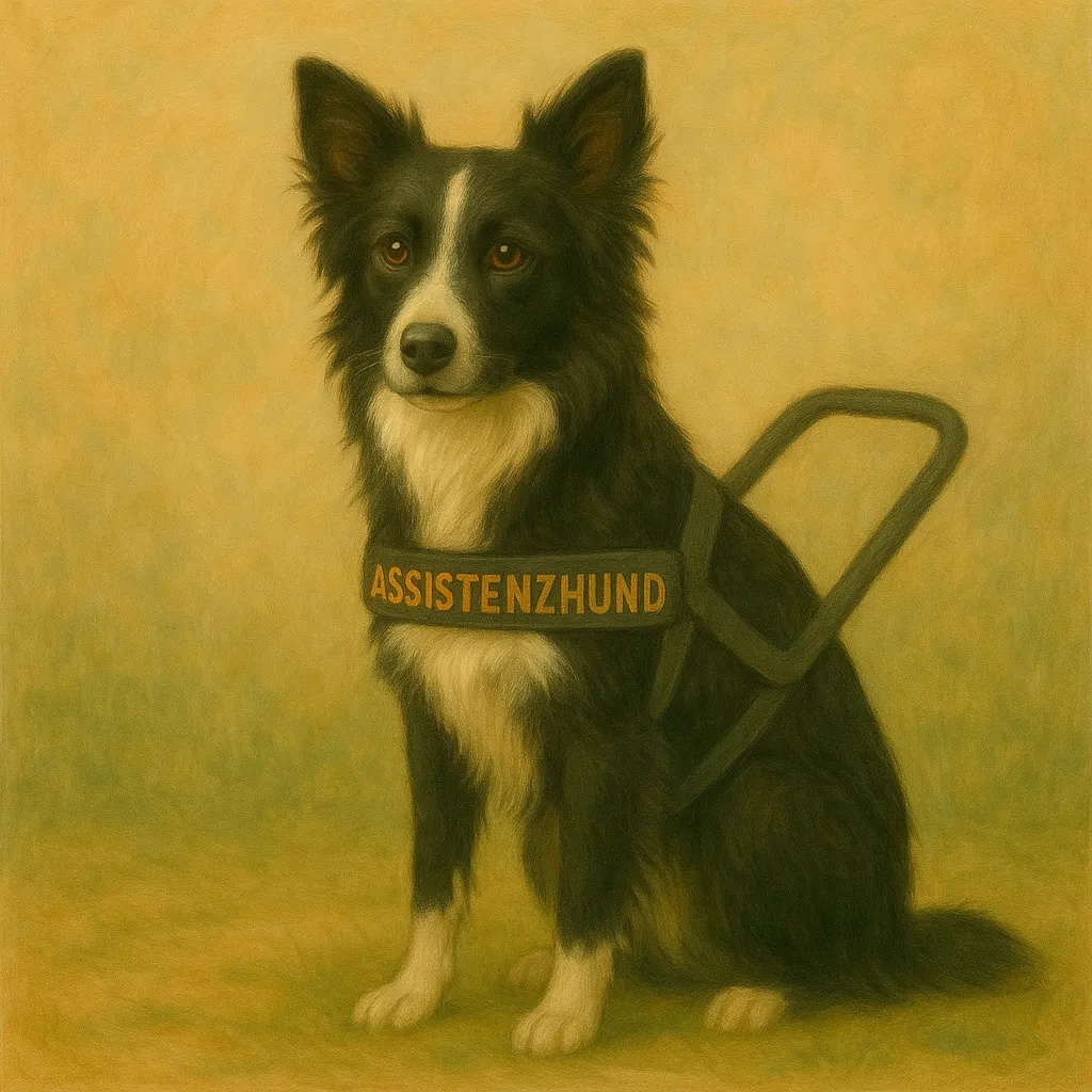 Border Collie als Assistenzhund, der einem Menschen zur Seite steht