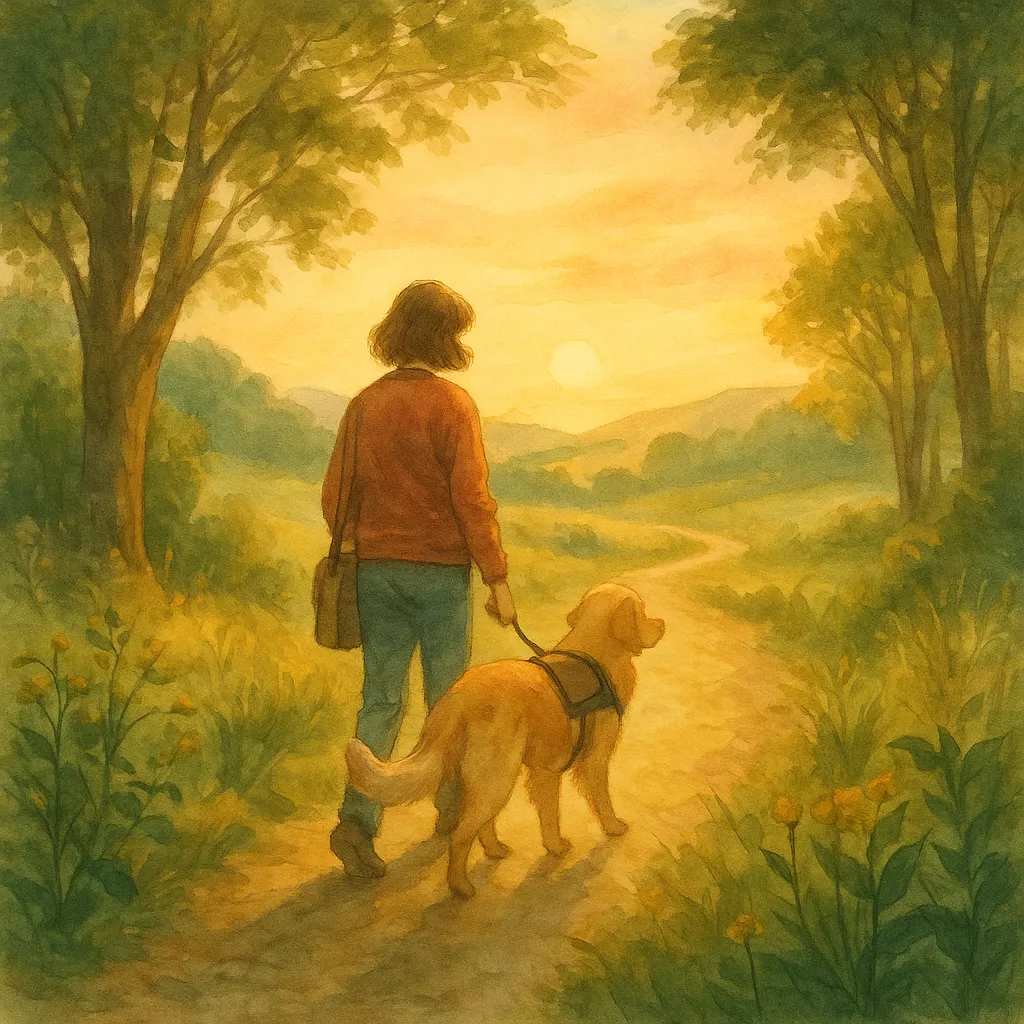 Trainerin begleitet Assistenzhund während der Ausbildung mit Herz und Ruhe