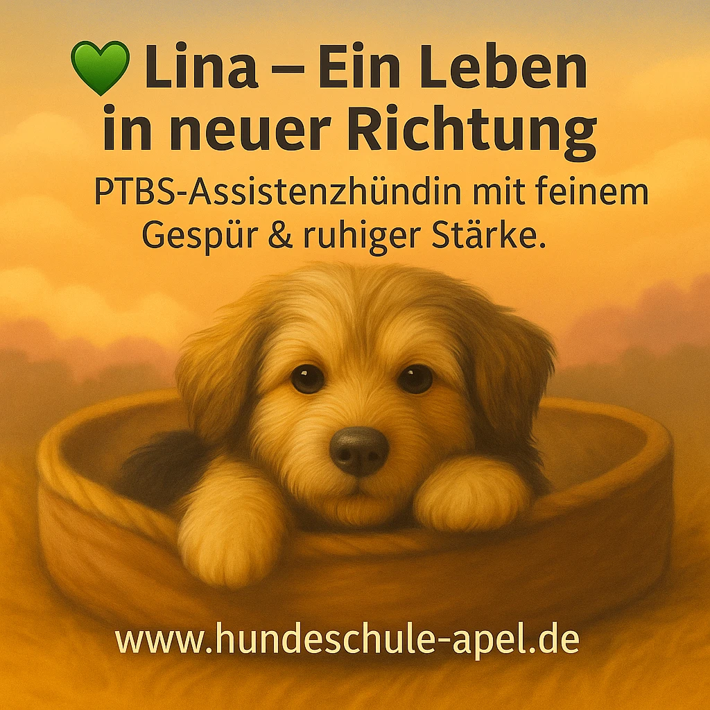 Assistenzhund Lina blickt aufmerksam und feinfühlig in die Kamera.